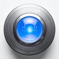 Glowing Blue Technology Button on Metal Surface Royalty Free Stock Photo
