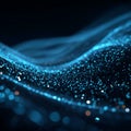 A glowing blue wave with many small light points on a gradient surface Royalty Free Stock Photo