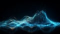 Glowing blue wave pattern ignites futuristic technology generated by AI