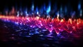 Glowing blue wave pattern ignites vibrant nightclub celebration generated by AI