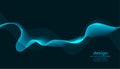 Glowing blue waves curves abstract background design
