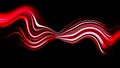 Glowing blurred light red stripes in motion over on background. Wave rays of light.. Abstract digital background with lines Royalty Free Stock Photo