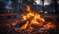 Glowing bonfire ignites nature beauty in the dark generated by AI Royalty Free Stock Photo