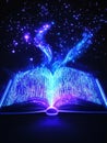 Glowing Book of Binary Code AI Art Digital knowledge futuristic technology glowing pages binary code magical illumination