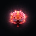 Glowing brain black background creativity mind consciousness