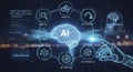 Ai Brain Graphic with Robot Hand and Analytics Royalty Free Stock Photo