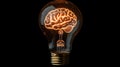 A glowing brain inside a light bulb symbolizes intellectual energy and creative thinking Royalty Free Stock Photo