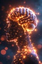 Glowing Brain Network, Abstract Digital Intelligence, Portrait Images Generative AI Royalty Free Stock Photo