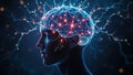 Glowing Brain Neurons Human Head Profile Mental Activity Concept Royalty Free Stock Photo
