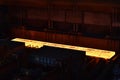 glowing brame in a steel mill - industrial factory for the production of metal sheets Royalty Free Stock Photo