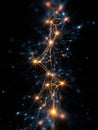 Glowing Branching Lines Form a Digital Neural Network Against a Black Backdrop, Embodying Complexity and Connectivity in Royalty Free Stock Photo