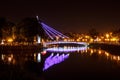 Glowing bridge on the river