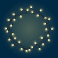 Glowing bulb garland frame, decorative light garland, place for text from shining lamps, lighting bounding box and