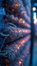 Glowing cables in data center close-up Royalty Free Stock Photo