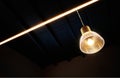 Glowing cafe lamp interior background Royalty Free Stock Photo