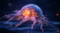 Glowing Cancer Cell Microscopic Digital Rendering Royalty Free Stock Photo