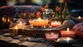 Glowing candle brings relaxation and harmony to indoor celebration generated by AI