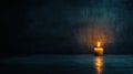 glowing candle illuminates dark, minimal background, creating serene atmosphere