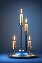 A glowing candle stand with four burning candles for hanukkah celebration Generative AI