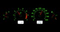 Glowing car dashboards in black and green Royalty Free Stock Photo