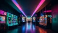 Glowing casino nightlife gambling, chance, luck, motion generated by AI