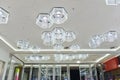 Modern building corridor ceiling light Honeycomb shape Royalty Free Stock Photo