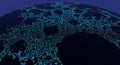 Glowing cellular fractal web on a dark globe surface Royalty Free Stock Photo