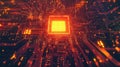Glowing central processing unit creating digital data network Royalty Free Stock Photo