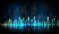 Glowing chart of investment financial data. Analysis indicators, statistics diagram, business charts. Abstract technology