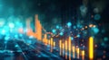Glowing charts depict fluctuating data against a vibrant backdrop, illustrating a digital landscape of analytics and Royalty Free Stock Photo