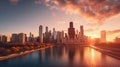 Glowing chicago skyline