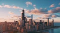 Glowing chicago skyline