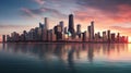 Glowing chicago skyline