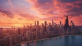 Glowing chicago skyline