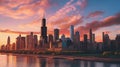 Glowing chicago skyline