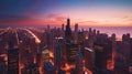 Glowing chicago skyline