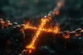 Glowing christian cross with chain. Generative AI