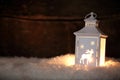 Glowing Christmas lantern shining in the night Royalty Free Stock Photo