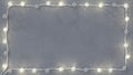 Glowing christmas lights border on white concrete 3D render Royalty Free Stock Photo