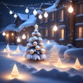 Glowing Christmas Lights in Snow christmas wallpaper Royalty Free Stock Photo