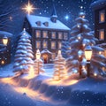 Glowing Christmas Lights in Snow christmas wallpaper Royalty Free Stock Photo