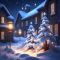 Glowing Christmas Lights in Snow christmas wallpaper Royalty Free Stock Photo