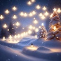 Glowing Christmas Lights in Snow christmas wallpaper Royalty Free Stock Photo