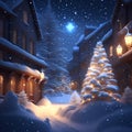 Glowing Christmas Lights in Snow christmas wallpaper Royalty Free Stock Photo