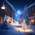 Glowing Christmas Lights in Snow christmas wallpaper Royalty Free Stock Photo