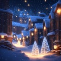Glowing Christmas Lights in Snow christmas wallpaper Royalty Free Stock Photo
