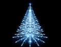 A glowing Christmas tree formed from dense clusters of sparkling light particles on a dark background Royalty Free Stock Photo