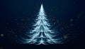 A glowing Christmas tree formed from dense clusters of sparkling light particles on a dark background Royalty Free Stock Photo