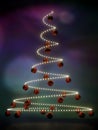 Glowing christmas tree with red balls Royalty Free Stock Photo