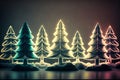 Glowing Christmas trees as panorama background,Generative AI Royalty Free Stock Photo
